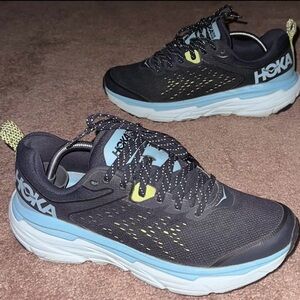 Hoka Dark Navy and Light Blue Athletic Shoes